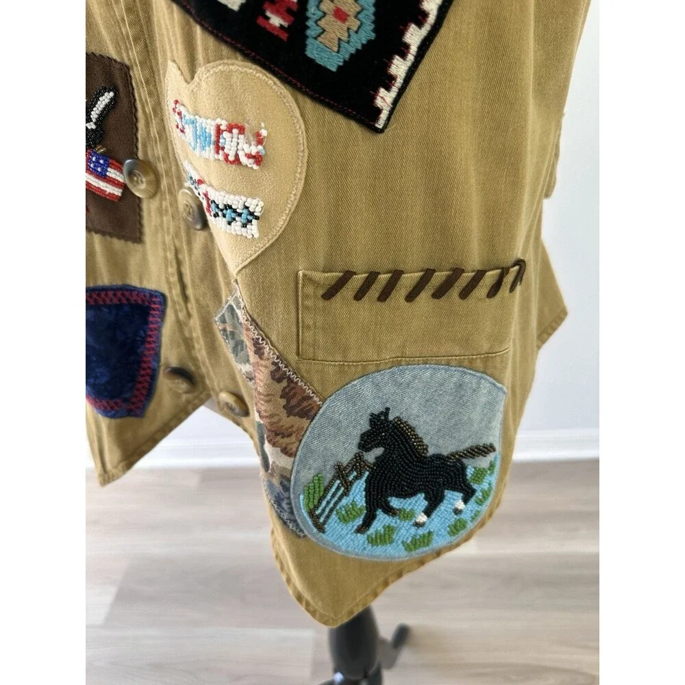 Cambridge Dry Goods Western Vest Open Front Patchwork Quilted Medium M - Picture 8 of 13